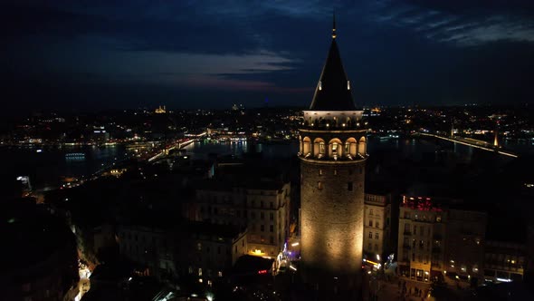 Aerial Galata Tower Near Goldern Horn