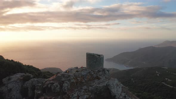 Beautiful Panorama of Aerial View of Old and Ancient Building Looking at the Sea During Sunsetgreen