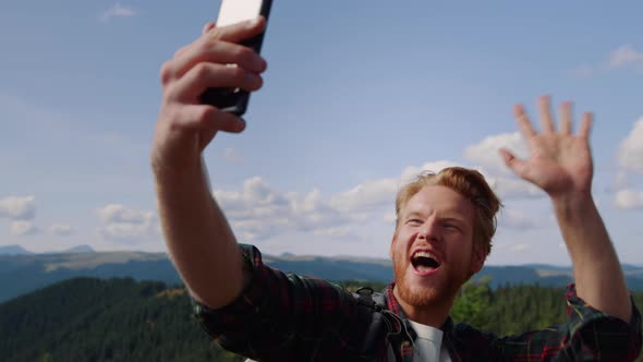 Man Talking By Video Call Online on Smartphone