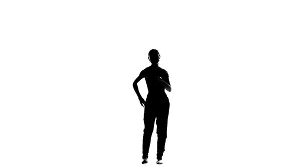 Beautiful Social Latina Dancer in Action, on White, Silhouette