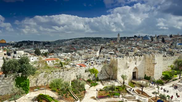 View To Damascus Gate and Old Jerusalem City, Israel