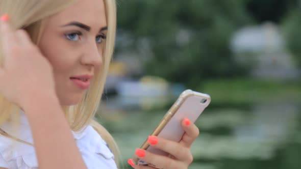 Five Beautiful Young Girls Make Selfie in the Park