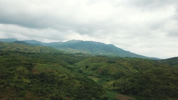 Aerial View of the Green Plains in Mountains, Tanzania, Africa. The the Green Hills Mountains in Eas