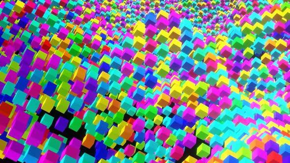 VJ Loop Wave Animation of Multicolored Cubes