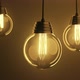Golden Flicker Bulb Lights Bouncing on a Wire Flashing Lights Lanterns - VideoHive Item for Sale