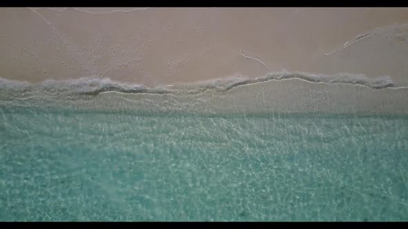 Aerial top down panorama of relaxing resort beach time by clear sea and white sand background of a d