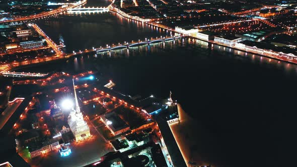 Aerial View of Neva River with Peter and Paul Fortress in the Background, St Petersburg, Russia