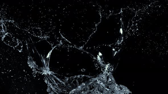 Super Slow Motion Shot of Water Splash at 1000Fps Isolated on Black Background