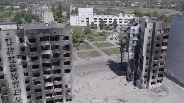 Borodyanka Ukraine  a Destroyed Building During the War Bucha District