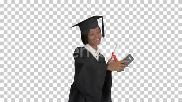 Happy African American female graduate, Alpha Channel