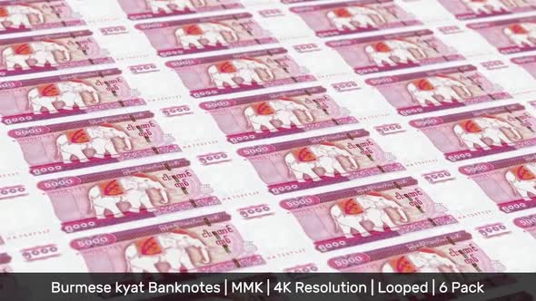 Myanmar (Burma) Banknotes Money / kyat / Currency K / MMK / 6 Pack - 4K