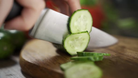 Hand Cuts Cucumber Rings CloseUp