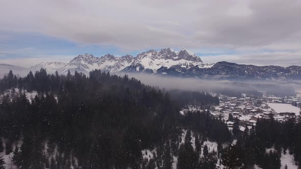 Aerial view of Kitzbuhel during winter