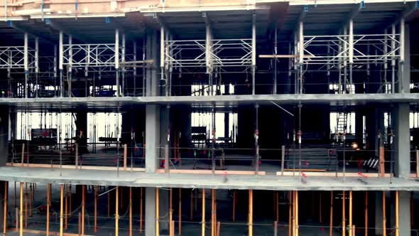 Aerial shot of a new high-rise building under construction