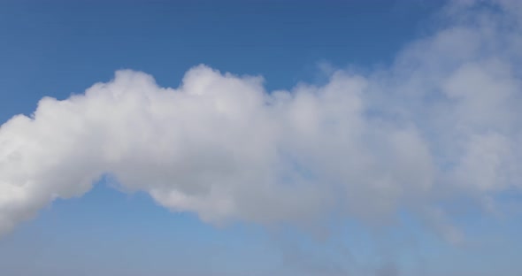 Environmental Pollution, White Smoke On A Background Of Blue Sky