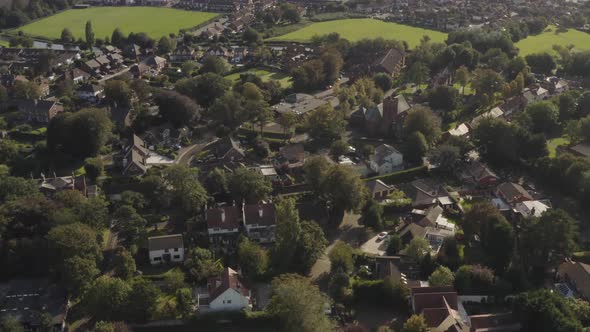 An aerial view of an English neighbourhood in Liverpool