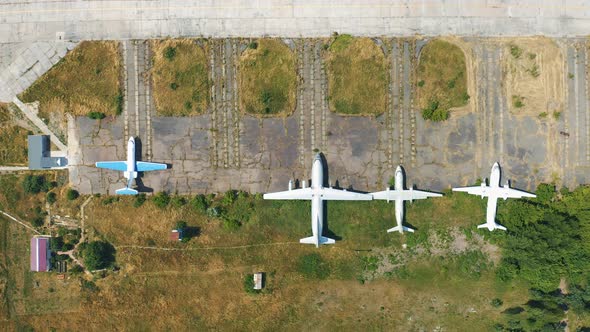 Airplanes Are in the Parking Outdoors. Museum Exhibits Aircraft