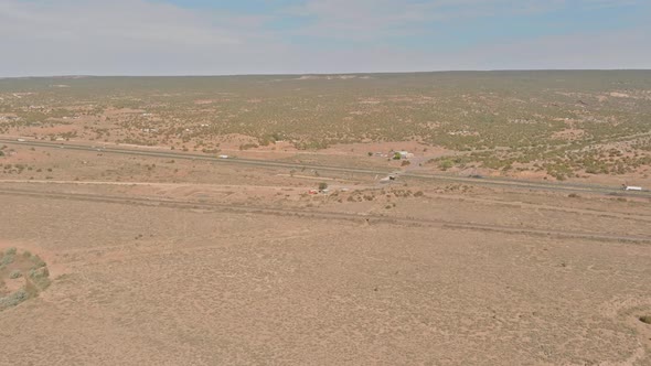 A Highway in New Mexico Along the Desert Landscape of American Country