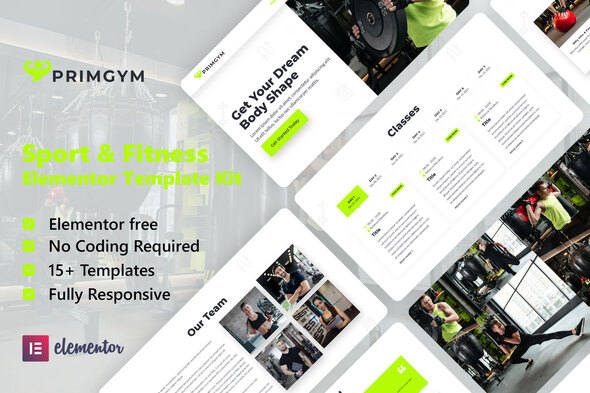 Primgym - Sport & Fitness Elementor Template Kit