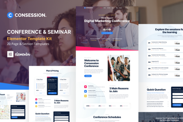 Consession - Conference & Seminar Elementor Template Kit