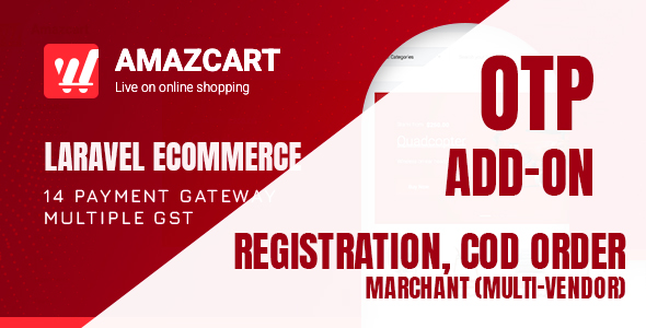 Boost your sales with the AmazCart Laravel Ecommerce System CMS and its irresistible OTP add-on!