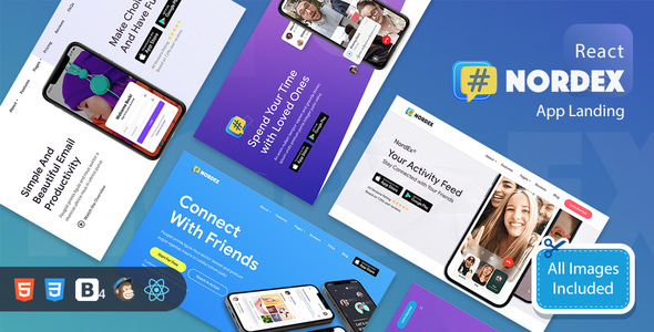 NordEx - Premium App Landing Pages Pack, React JS Template