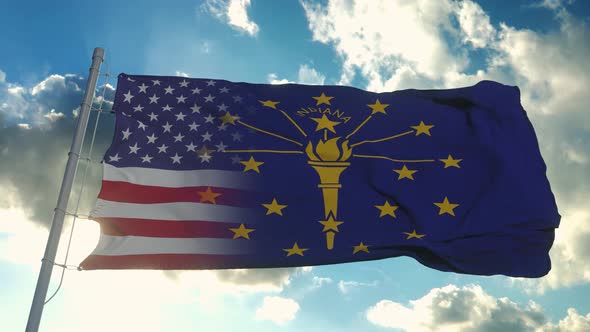Flag of USA and Indiana State