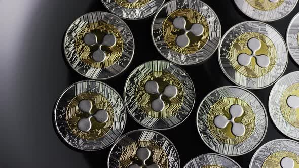 Rotating shot of Bitcoins