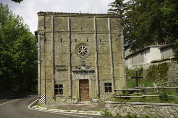 erior of the church (sanctuary) of the Madonna Apparente, damaged by earthquake