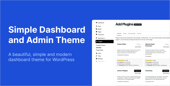 Simple Dashboard Theme / Admin Theme for WordPress