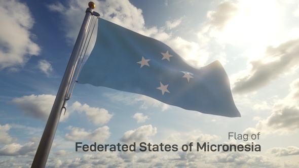 Micronesia Flag on a Flagpole