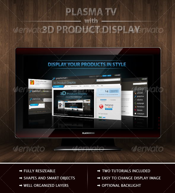 Plasma TV with 3D product Display