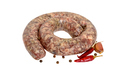Ring of raw homemade sausages  close-up isolate on a white background. - PhotoDune Item for Sale