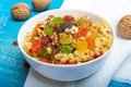 Diet fitness wheat porridge with nuts, raisins, slices of citrus fruit - PhotoDune Item for Sale