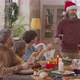Senior Man in Santa Hat Giving Toast during Christmas Dinner - VideoHive Item for Sale