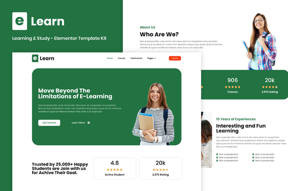 eLearn - Learning & Study Elementor Template Kit