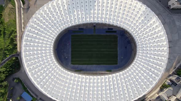 Aerial View on a Huge Round Stadium