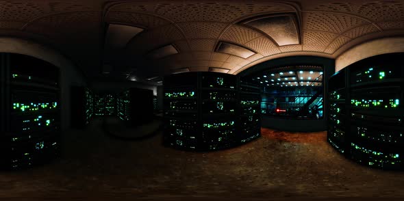 VR360 Futuristic Dark Data Center with Metal and Lights alt