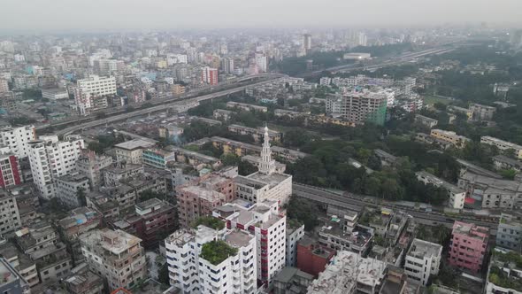 Aerial View Of Khilgaon Dhaka Cityscape. Parallax, Establishing Shot