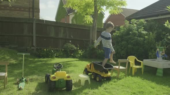 Boy on obstacle course