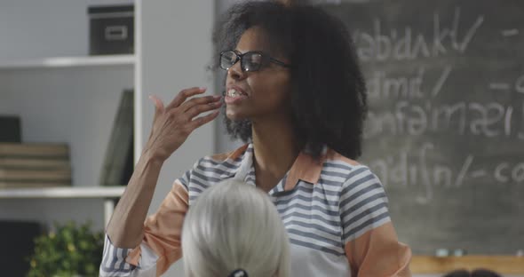 Young Teacher Explaining To a Class