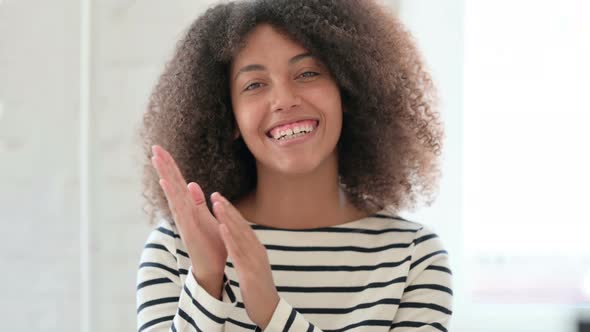 Excited African Woman Clapping, Applauding