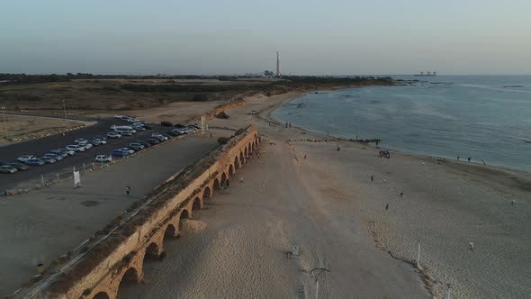 Aerial view of Caesarea Maritima shores