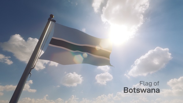 Botswana Flag on a Flagpole V2