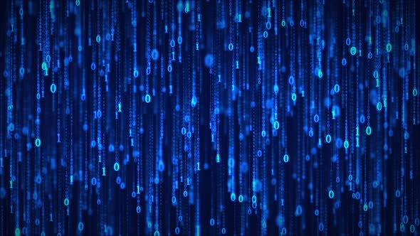Computer Binary Matrix Digital Rain