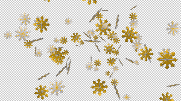 Confetti Snowflakes - Golden & Silver - Flying Transition - Alpha Channel alt