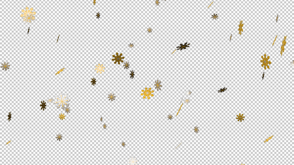 Confetti Snowflakes - Golden & Silver - Falling Loop - Alpha Channel alt