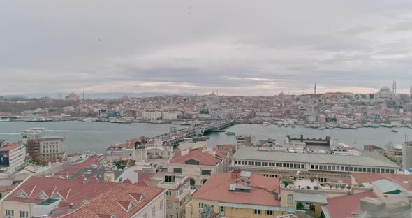 Aerial Drone View of the Istanbul, Turkey. Bosphorus Halic Bay