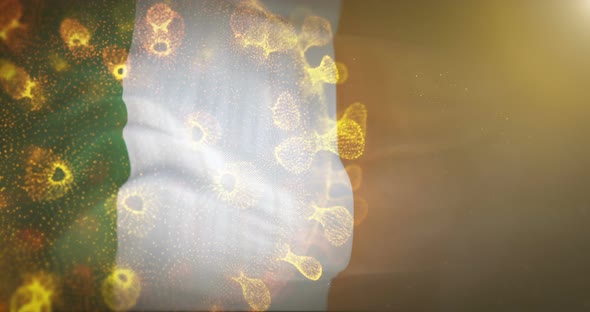 Ireland Flag With Corona Virus Bacteria 4K alt