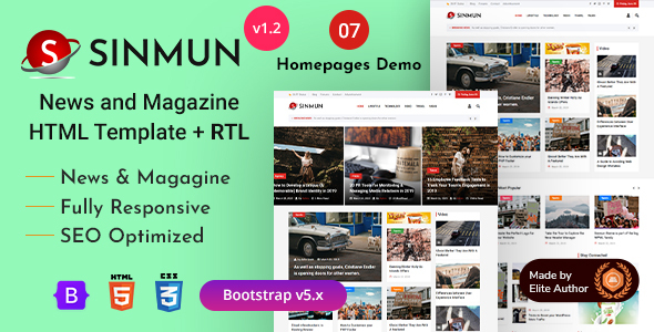 Sinmun - News Magazine & Blogging HTML Template
